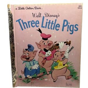 Walt Disney Three Little Pigs Little Golden Book 1981 Fifty-First Printing